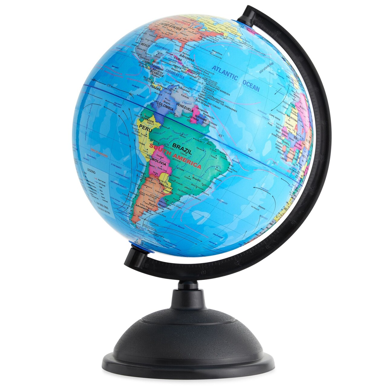 Juvale World Globe for Kids - 8-Inch, Multicolor with Plastic Stand - Educational Desk Globe with World Map for Kids & Classroom Decor